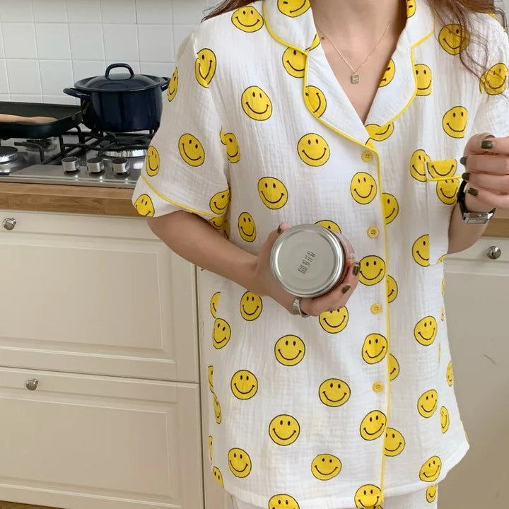 Smile Face Women Sleepwear Set