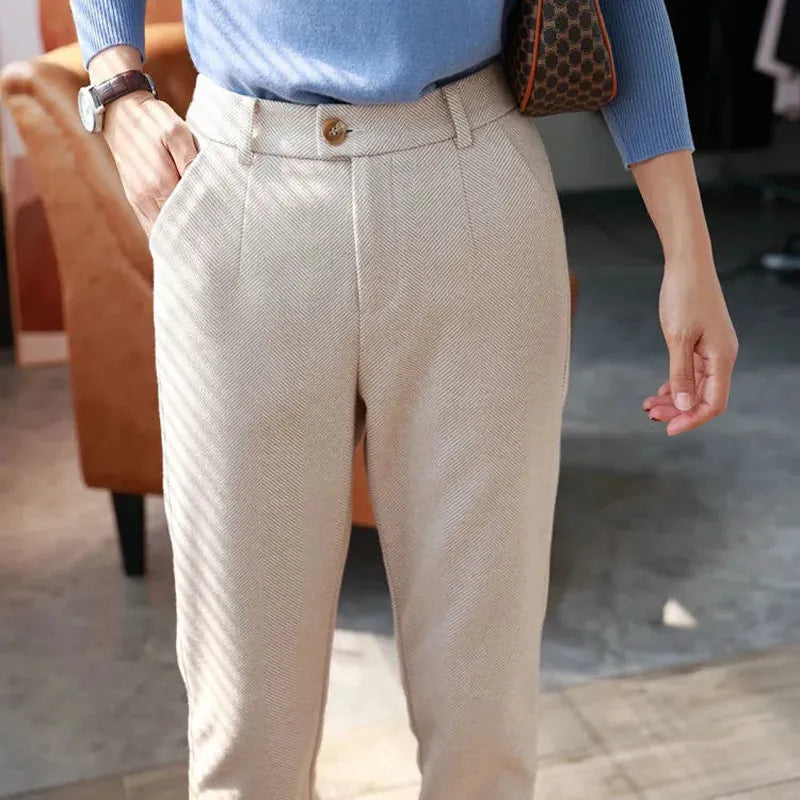 Women's High-Waisted Woolen Pants