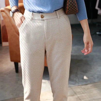 Women's High-Waisted Woolen Pants