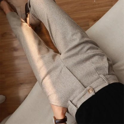 Women's High-Waisted Woolen Pants