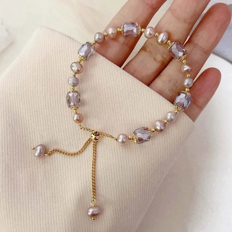 Lustrous - Women Pearl & Crystal Bracelet