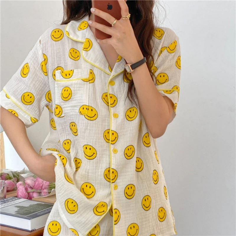 Smile Face Women Sleepwear Set